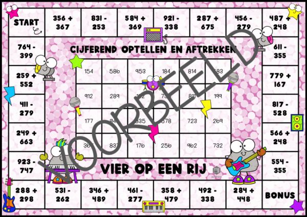 VIER OP EEN RIJ: CIJFEREND OPTELLEN EN AFTREKKEN TOT 1000 - Afbeelding 2