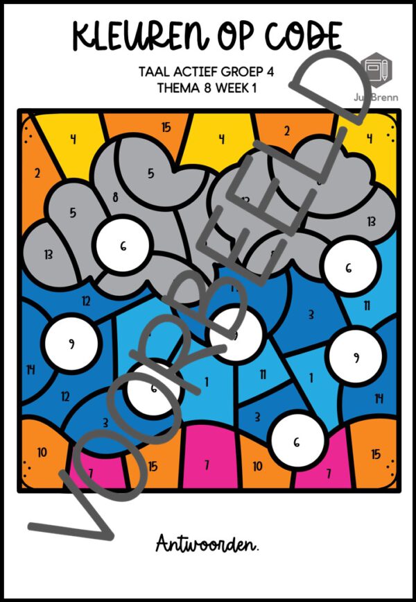 TAAL ACTIEF 5 WOORDENSCHAT KLEUREN OP CODE GROEP 4 THEMA 8 - Afbeelding 4