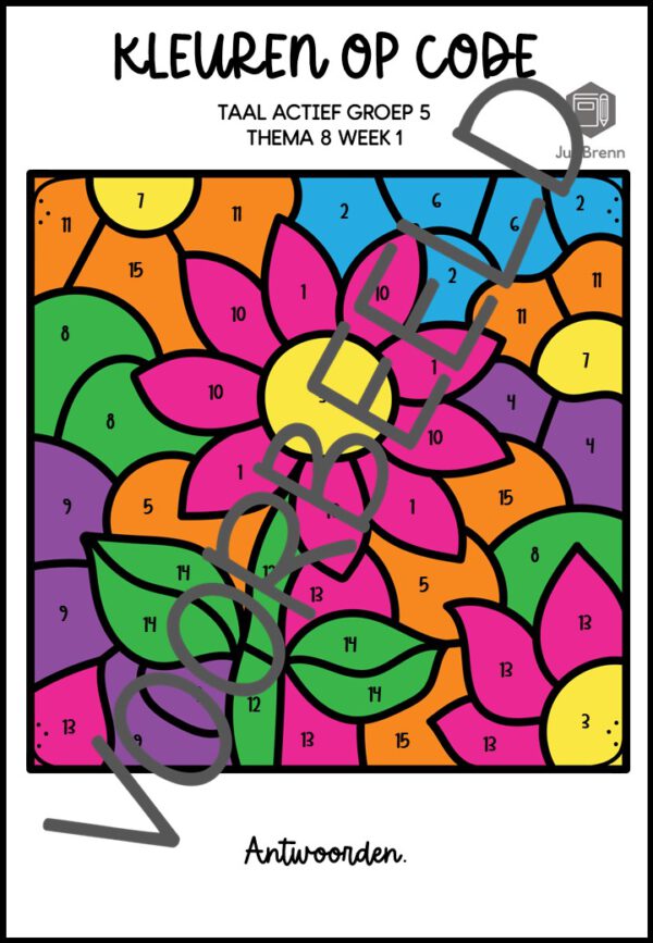 TAAL ACTIEF 5 WOORDENSCHAT KLEUREN OP CODE GROEP 5 THEMA 8 - Afbeelding 3