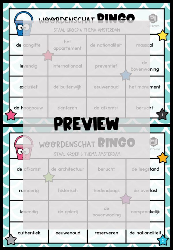 STAAL 1 WOORDENSCHATBINGO GROEP 6 THEMA AMSTERDAM - Afbeelding 2
