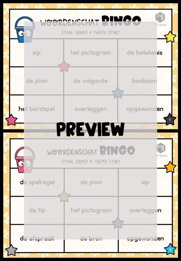 STAAL 1 WOORDENSCHATBINGO GROEP 4 THEMA START - Afbeelding 2