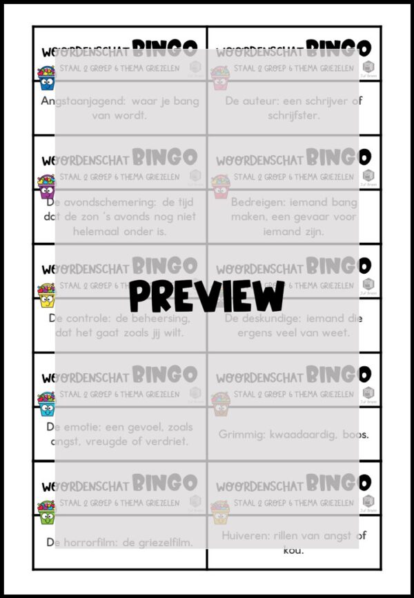 STAAL 2 WOORDENSCHATBINGO GROEP 6 THEMA GRIEZELEN - Afbeelding 3