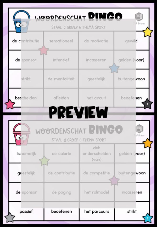 STAAL 2 WOORDENSCHATBINGO GROEP 6 THEMA SPORT - Afbeelding 2