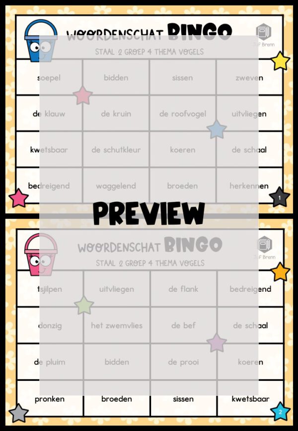 STAAL 2 WOORDENSCHATBINGO GROEP 4 THEMA VOGELS - Afbeelding 2