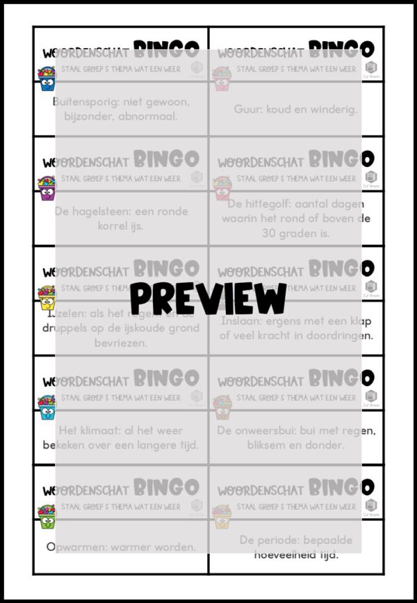 STAAL 2 WOORDENSCHATBINGO GROEP 5 THEMA WAT EEN WEER - Afbeelding 3