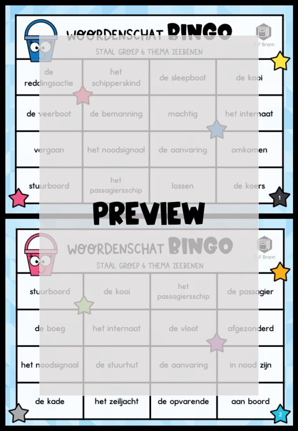 STAAL 1 WOORDENSCHATBINGO GROEP 6 THEMA ZEEBENEN - Afbeelding 2