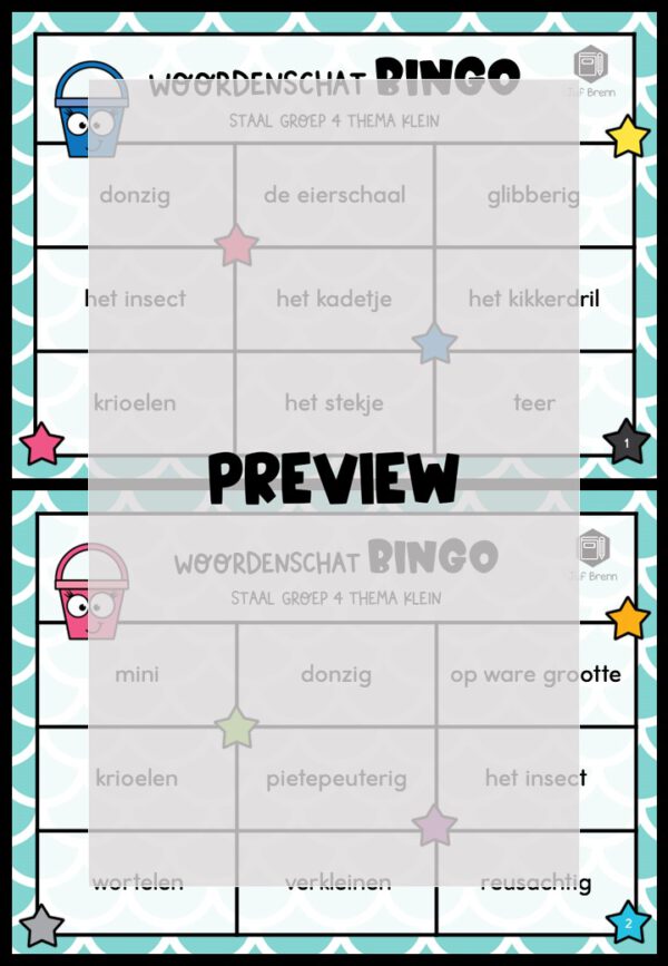 STAAL 1 WOORDENSCHATBINGO GROEP 4 THEMA KLEIN - Afbeelding 2