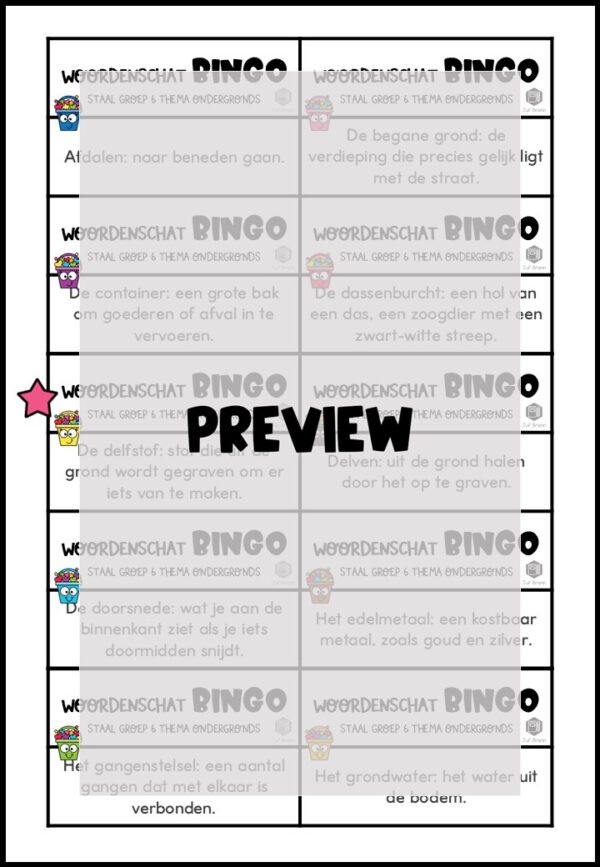STAAL 1 WOORDENSCHATBINGO GROEP 6 THEMA ONDERGRONDS - Afbeelding 3