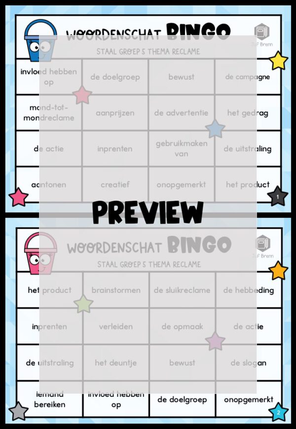 STAAL 2 WOORDENSCHATBINGO GROEP 5 THEMA RECLAME - Afbeelding 2