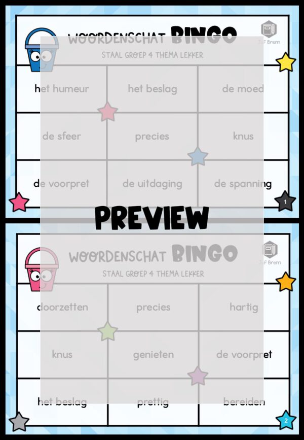 STAAL 1 WOORDENSCHATBINGO GROEP 4 THEMA LEKKER - Afbeelding 2