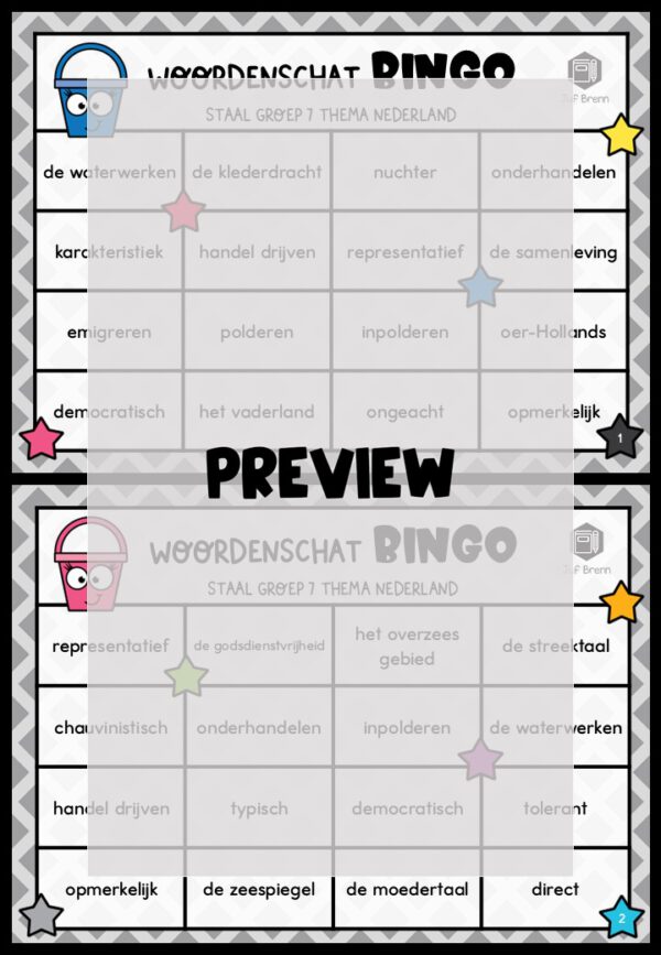 STAAL 1 WOORDENSCHATBINGO GROEP 7 THEMA NEDERLAND - Afbeelding 2