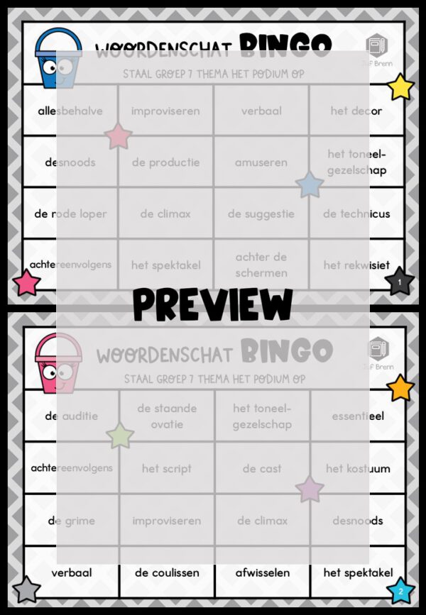 STAAL 2 WOORDENSCHATBINGO GROEP 7 THEMA HET PODIUM OP - Afbeelding 2