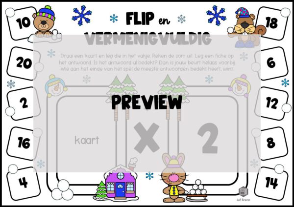 FLIP EN VERMENIGVULDIG WINTER TAFELS 1 T/M 10 - Afbeelding 2