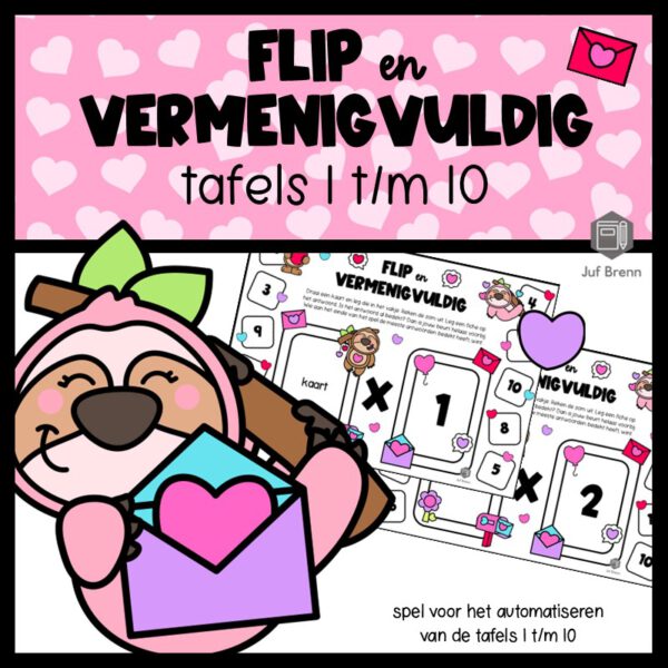 FLIP EN VERMENIGVULDIG VALENTIJN TAFELS 1 T/M 10