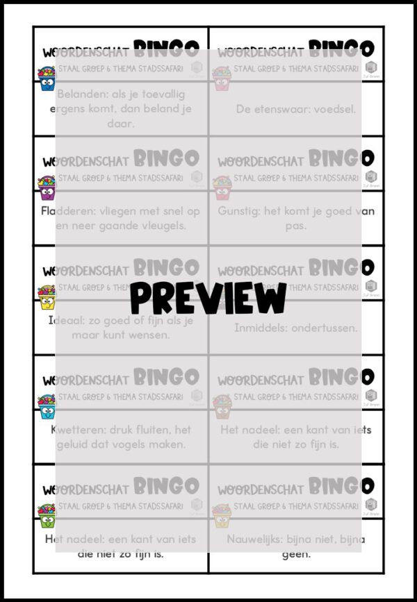 STAAL 2 WOORDENSCHATBINGO GROEP 6 THEMA STADSSAFARI - Afbeelding 3
