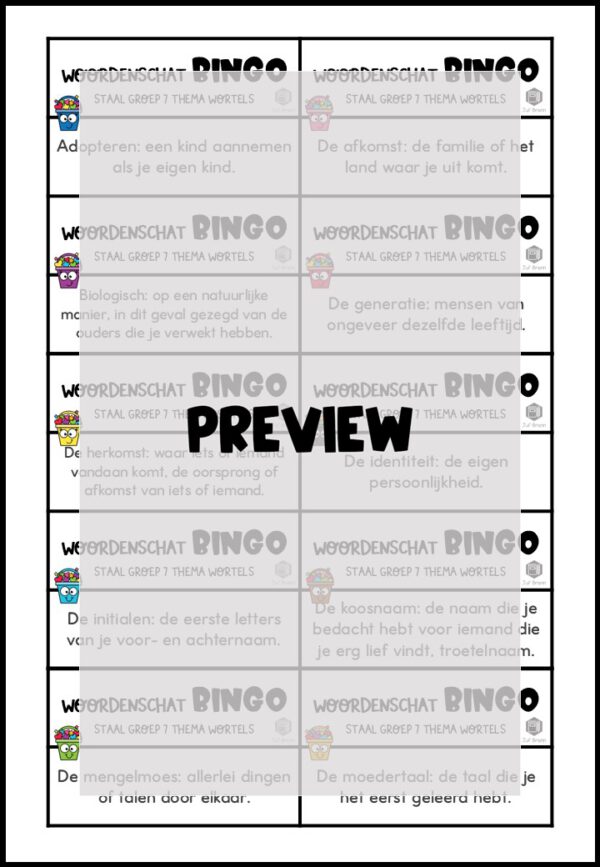 STAAL 2 WOORDENSCHATBINGO GROEP 7 THEMA HET WORTELS - Afbeelding 3