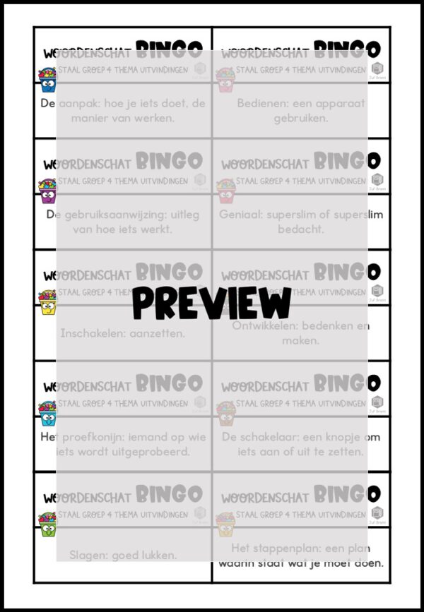 STAAL 2 WOORDENSCHATBINGO GROEP 4 THEMA UITVINDINGEN - Afbeelding 3