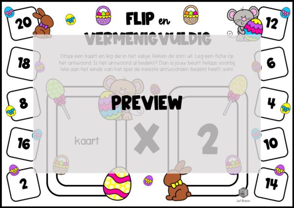 FLIP EN VERMENIGVULDIG PASEN TAFELS 1 T/M 10 - Afbeelding 2