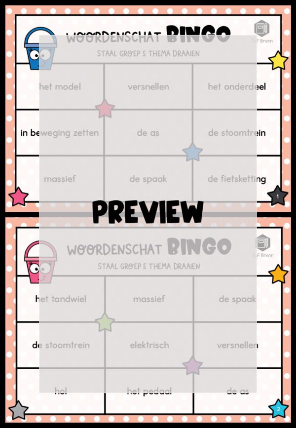 STAAL 1 WOORDENSCHATBINGO GROEP 5 THEMA DRAAIEN - Afbeelding 2