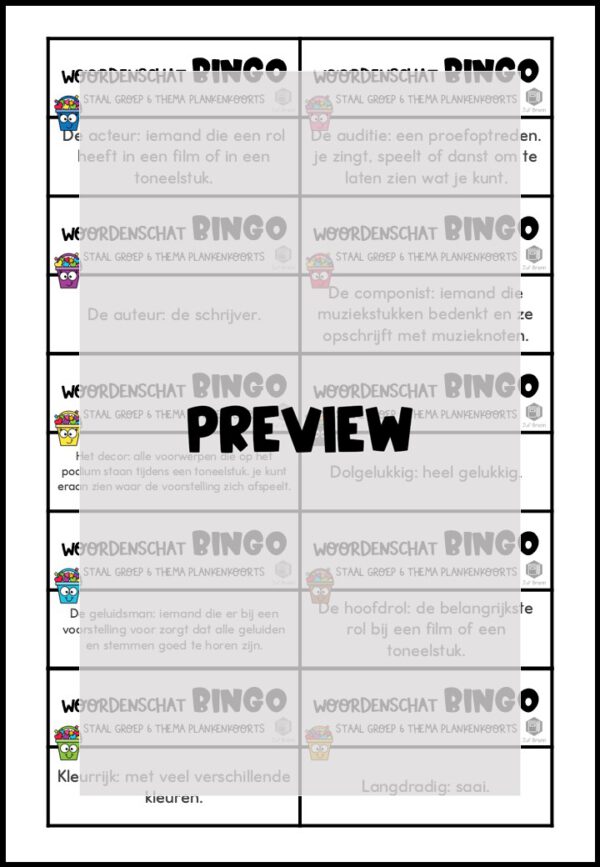 STAAL 1 WOORDENSCHATBINGO GROEP 6 THEMA PLANKENKOORTS - Afbeelding 3