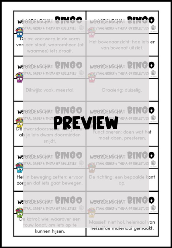 STAAL 2 WOORDENSCHATBINGO GROEP 6 THEMA OP ROLLETJES - Afbeelding 3