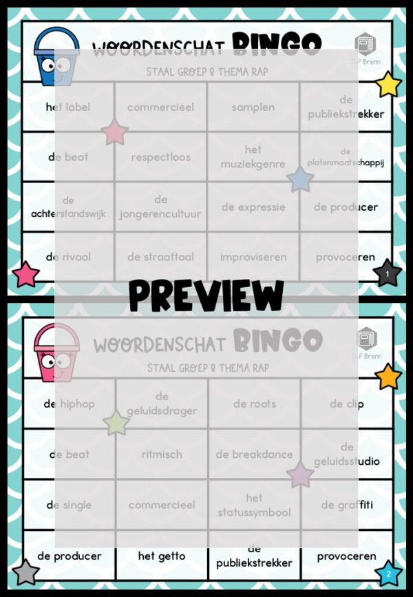 STAAL 1 WOORDENSCHATBINGO GROEP 8 THEMA RAP - Afbeelding 2