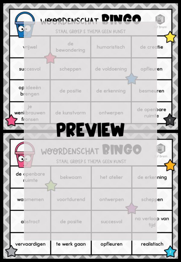 STAAL 2 WOORDENSCHATBINGO GROEP 5 THEMA GEEN KUNST - Afbeelding 2