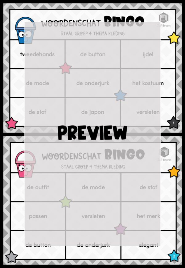 STAAL 1 WOORDENSCHATBINGO GROEP 4 THEMA KLEDING - Afbeelding 2