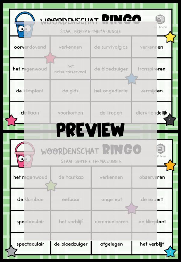 STAAL 1 WOORDENSCHATBINGO GROEP 6 THEMA JUNGLE - Afbeelding 2