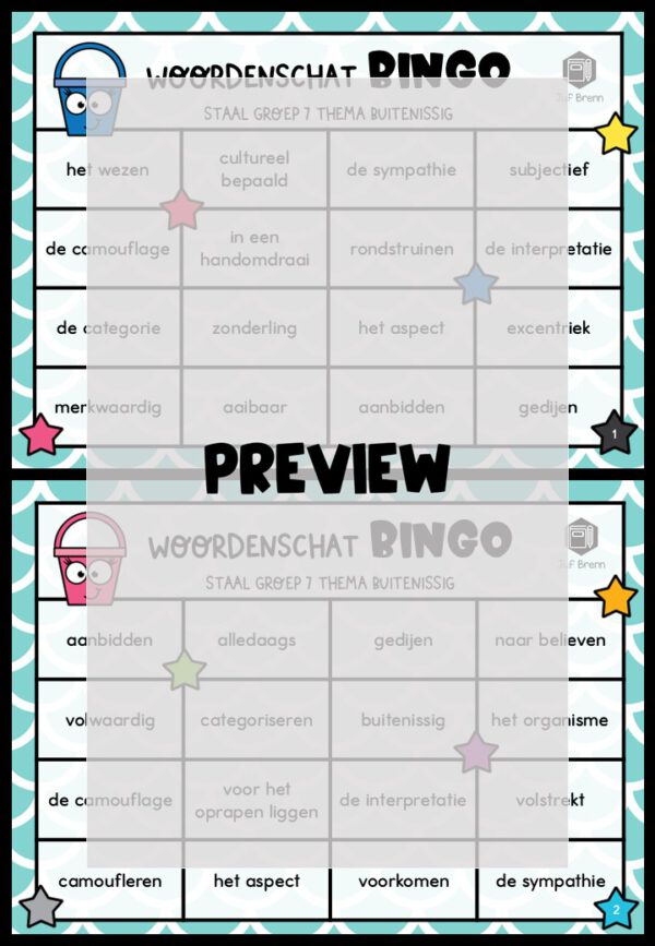 STAAL 2 WOORDENSCHATBINGO GROEP 7 THEMA BUITENISSIG - Afbeelding 2