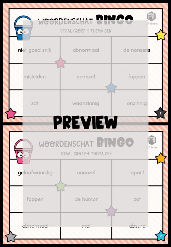 STAAL 1 WOORDENSCHATBINGO GROEP 4 THEMA GEK - Afbeelding 2