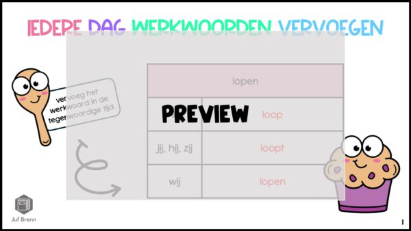SLIDES: IEDERE DAG WERKWOORDEN TEGENWOORDIGE TIJD - Afbeelding 2