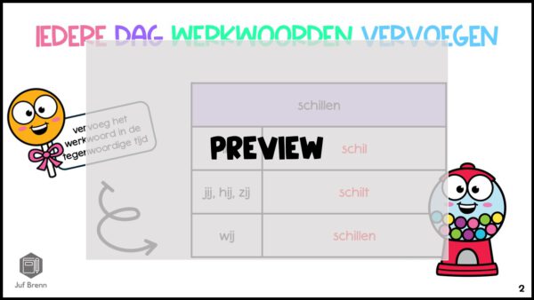 SLIDES: IEDERE DAG WERKWOORDEN TEGENWOORDIGE TIJD - Afbeelding 3