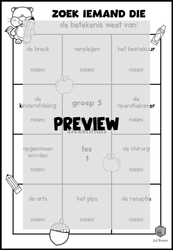 STAAL 1 WOORDENSCHAT ZOEK IEMAND DIE GROEP 5 THEMA ZIEKENHUIS - Afbeelding 2