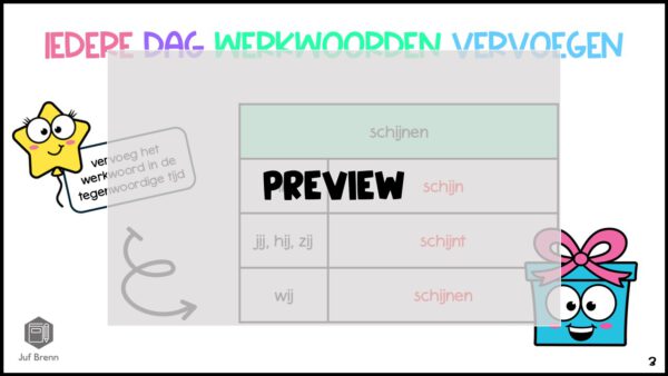 SLIDES: IEDERE DAG WERKWOORDEN TEGENWOORDIGE TIJD - Afbeelding 4