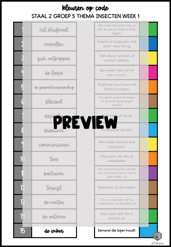 STAAL 2 WOORDENSCHAT KLEUREN OP CODE GROEP 5 THEMA INSECTEN - Afbeelding 3