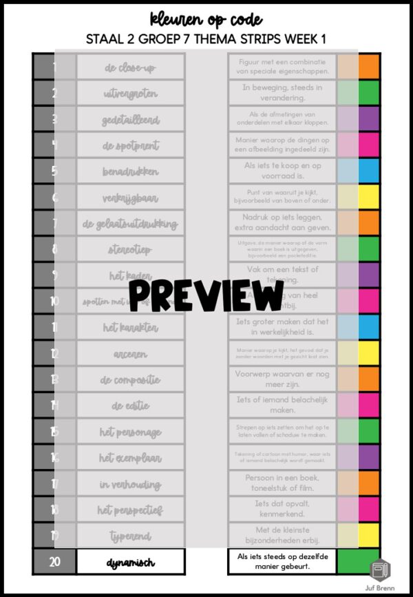 STAAL 2 WOORDENSCHAT KLEUREN OP CODE GROEP 7 THEMA STRIPS - Afbeelding 3