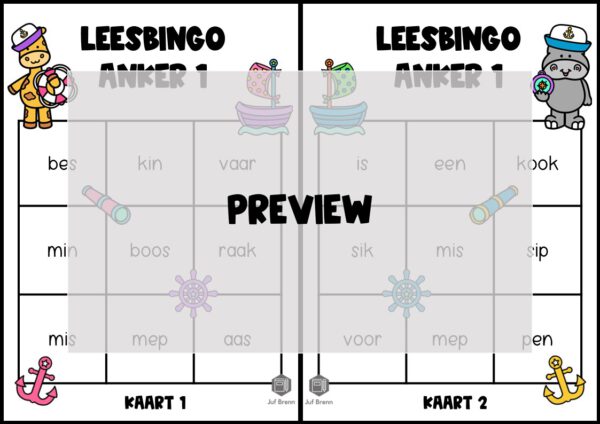 LEESBINGO VEILIG LEREN LEZEN ZOEM ANKER 1 - Afbeelding 2
