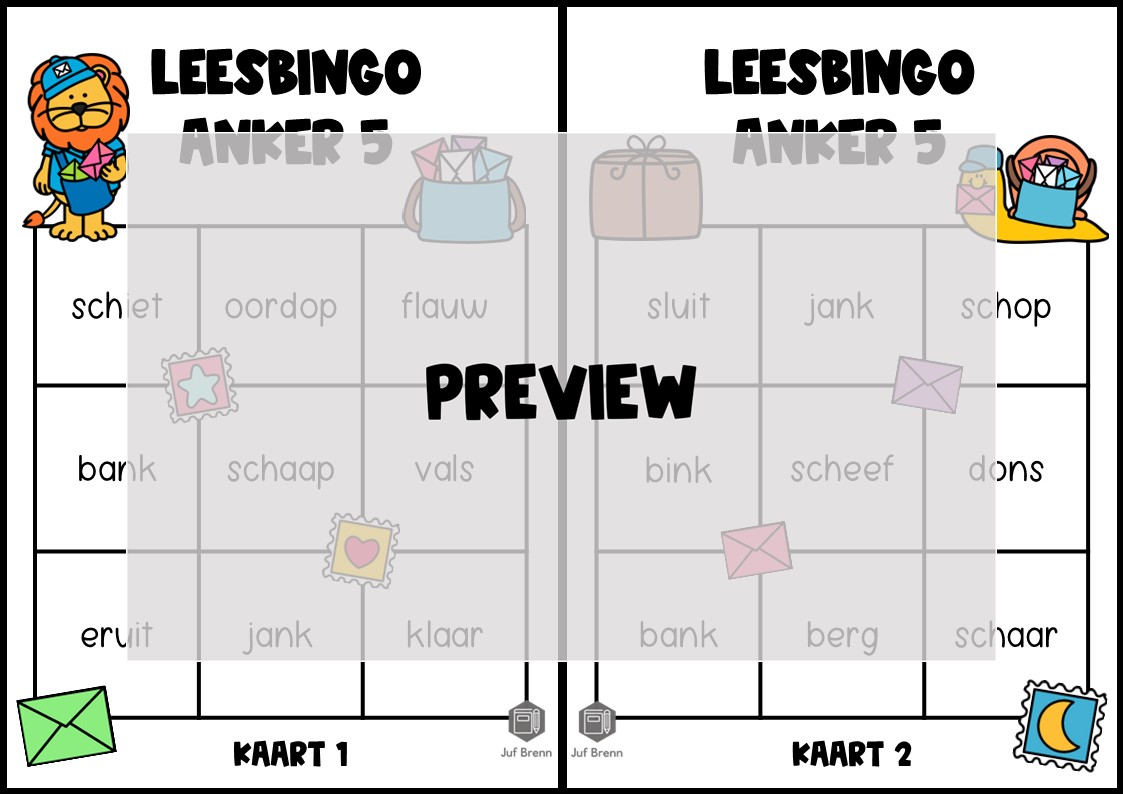 LEESBINGO VEILIG LEREN LEZEN ZOEM ANKER 5 - Afbeelding 2