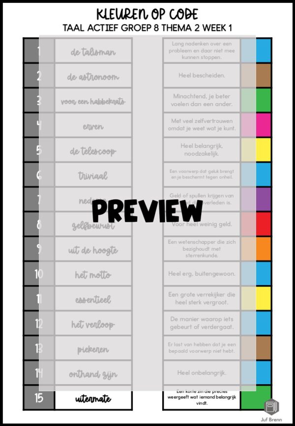 TAAL ACTIEF 5 WOORDENSCHAT KLEUREN OP CODE GROEP 8 THEMA 2 - Afbeelding 3