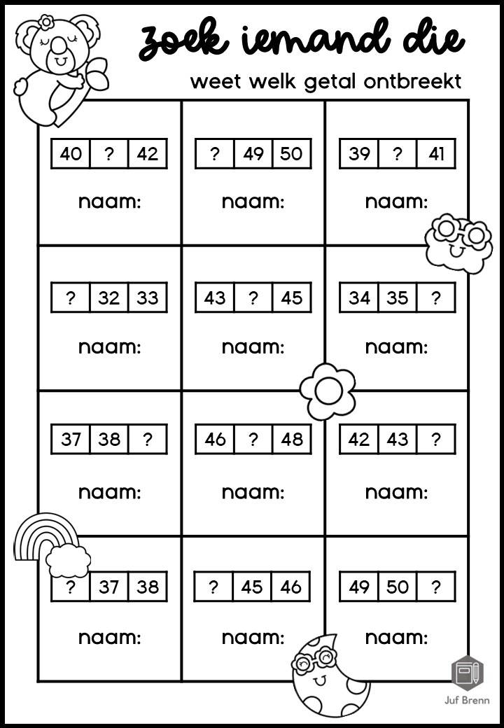 ZOEK IEMAND DIE WELK GETAL ONTBREEKT TELRIJ TOT 50 - Afbeelding 2