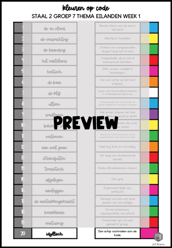 STAAL 2 WOORDENSCHAT KLEUREN OP CODE GROEP 7 THEMA EILANDEN - Afbeelding 3