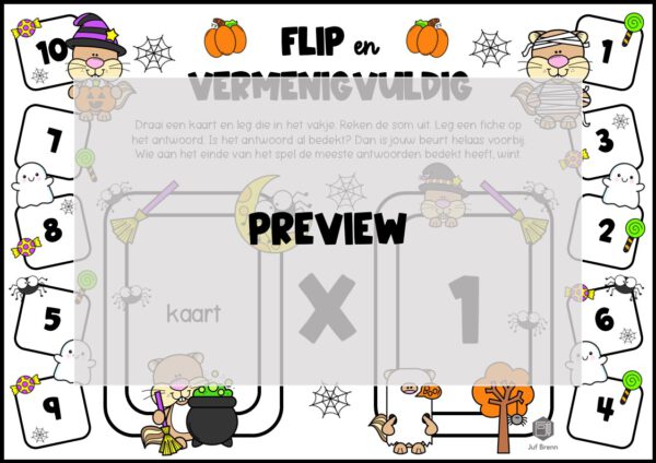 FLIP EN VERMENIGVULDIG HALLOWEEN TAFELS 1 T/M 10 - Afbeelding 2