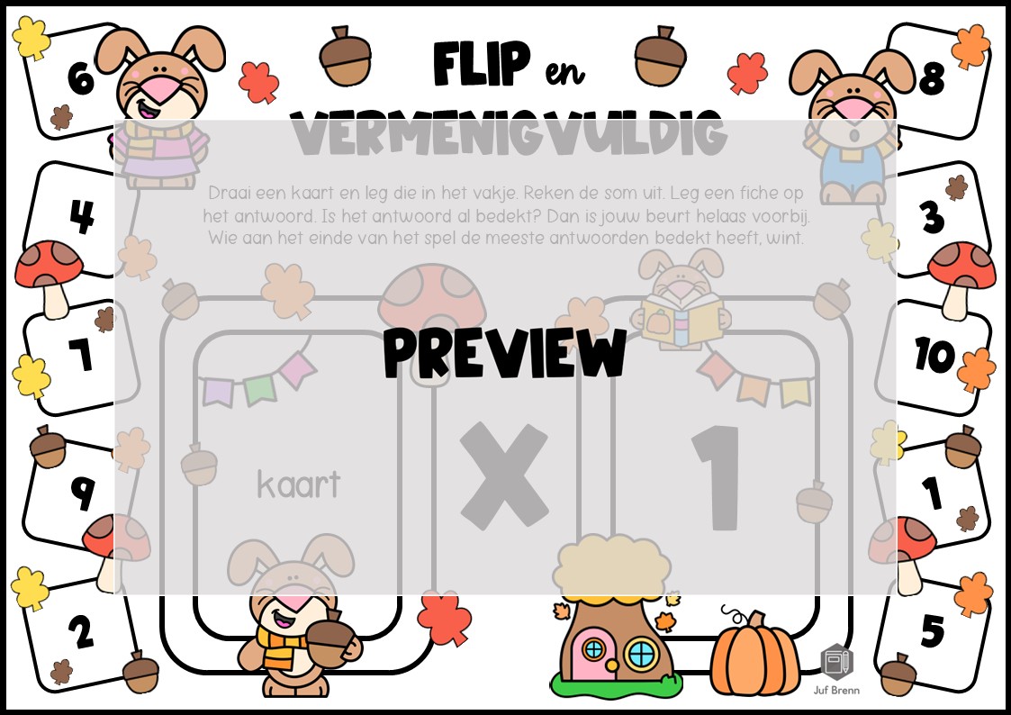 FLIP EN VERMENIGVULDIG HERFST TAFELS 1 T/M 10 - Afbeelding 2