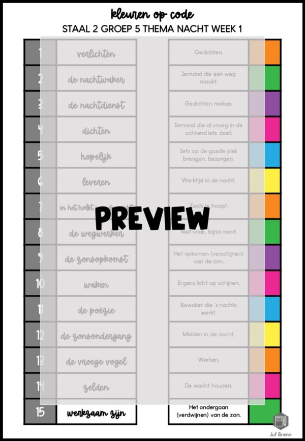 STAAL 2 WOORDENSCHAT KLEUREN OP CODE GROEP 5 THEMA NACHT - Afbeelding 3