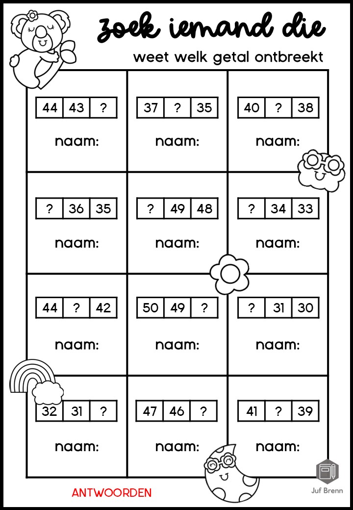 ZOEK IEMAND DIE WELK GETAL ONTBREEKT TELRIJ TOT 50 - Afbeelding 3