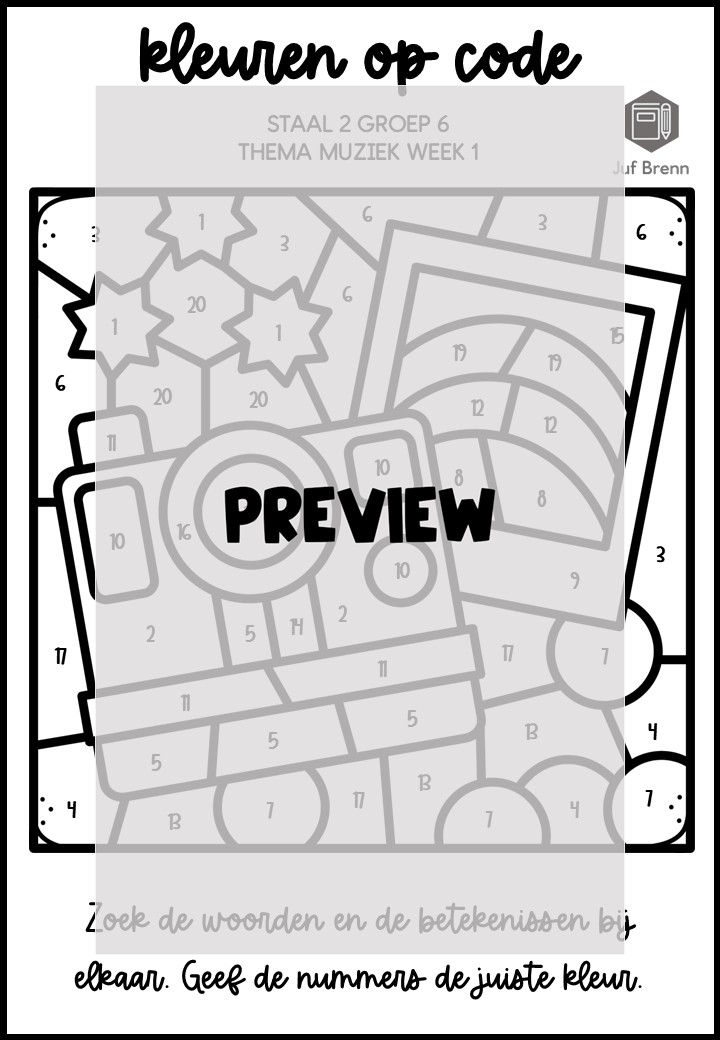 STAAL 2 WOORDENSCHAT KLEUREN OP CODE GROEP 6 THEMA MUZIEK - Afbeelding 2
