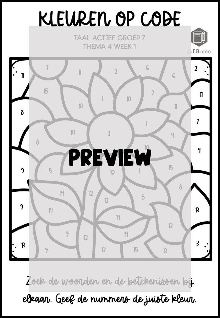 TAAL ACTIEF 5 WOORDENSCHAT KLEUREN OP CODE GROEP 7 THEMA 4 - Afbeelding 2