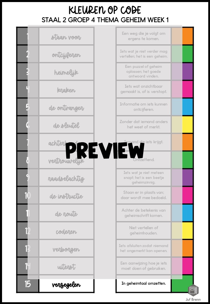 STAAL 2 WOORDENSCHAT KLEUREN OP CODE GROEP 4 THEMA GEHEIM - Afbeelding 3