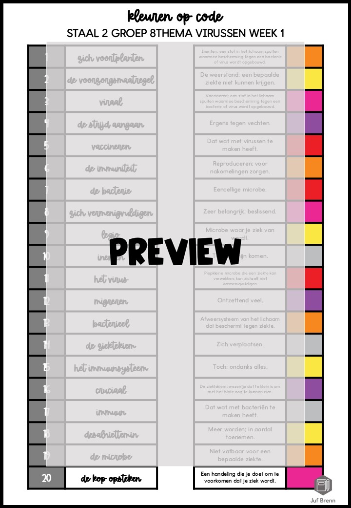 STAAL 2 WOORDENSCHAT KLEUREN OP CODE GROEP 8 THEMA VIRUSSEN - Afbeelding 3